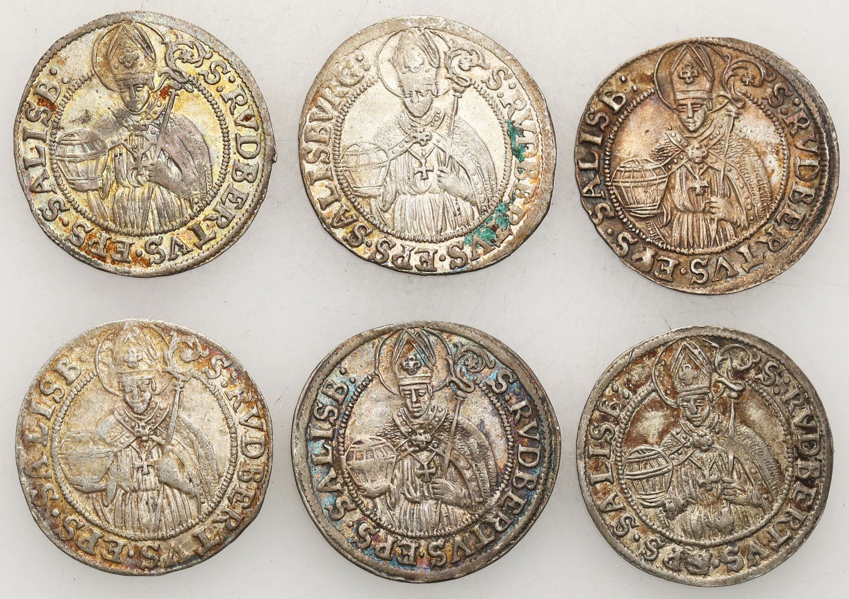 Austria, Salzburg. 3 krajcary 1679-1691, Salzburg, zestaw 6 sztuk
